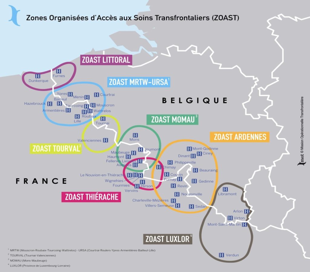 A francia-belga határ mentén működő ellátási körzetek (ZOAST)